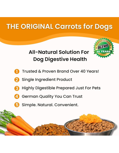 Olewo Zanahorias Deshidratadas para Perros 0.45 kg - Soporte Digestivo y Piel Saludable