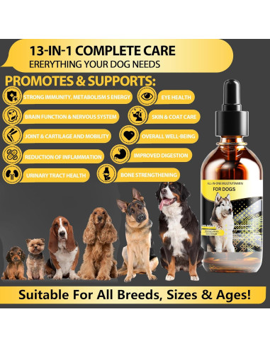 Multivitamina Líquida para Perros Premier Pet 60ml 13 en 1