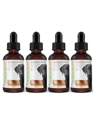 RestoraPet Suplemento Multivitamínico Líquido para Perros y Gatos - 4 Botellas de 59 ml