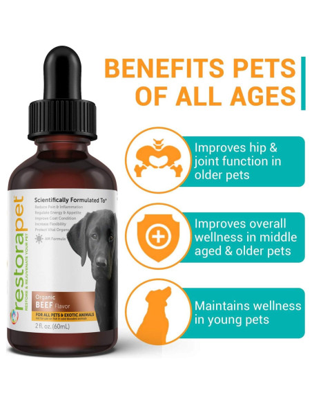 RestoraPet Suplemento Multivitamínico Líquido para Perros y Gatos - 4 Botellas de 59 ml