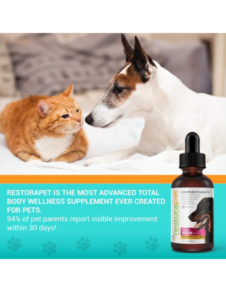 RestoraPet Suplemento Multivitamínico Líquido para Perros y Gatos - 4 Botellas de 59 ml