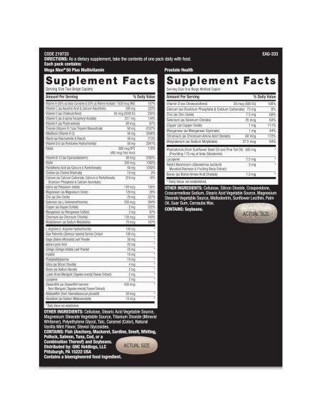 GNC Mega Men 50 Plus Vitapak 30 Paquetes Multivitaminas
