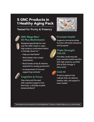 GNC Mega Men 50 Plus Vitapak 30 Paquetes Multivitaminas