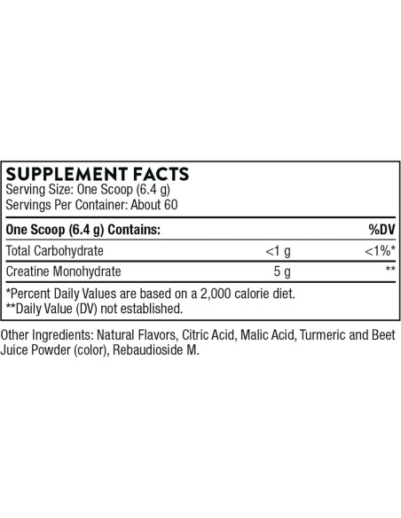 Creatina Monohidrato Thorne 60 Porciones Piña Naranja 5g