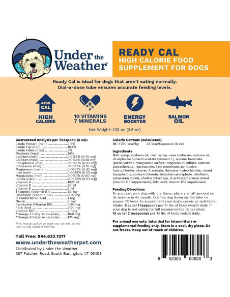 Suplemento Calorías Listas Bajo el Clima 200cc para Perros