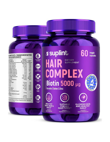 Suplemento de Vitaminas para el Cabello Biotina 5000mcg 60 Cápsulas