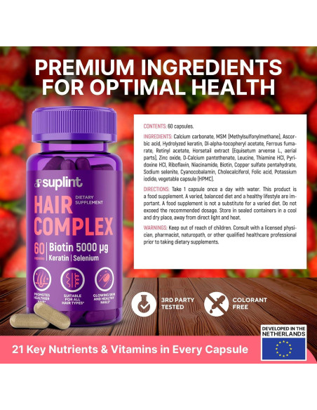 Suplemento de Vitaminas para el Cabello Biotina 5000mcg 60 Cápsulas