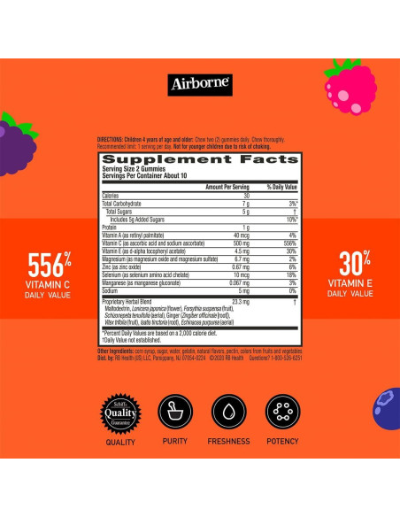 Gominolas Airborne 500mg Vitamina C + Zinc para Niños 21 Unidades