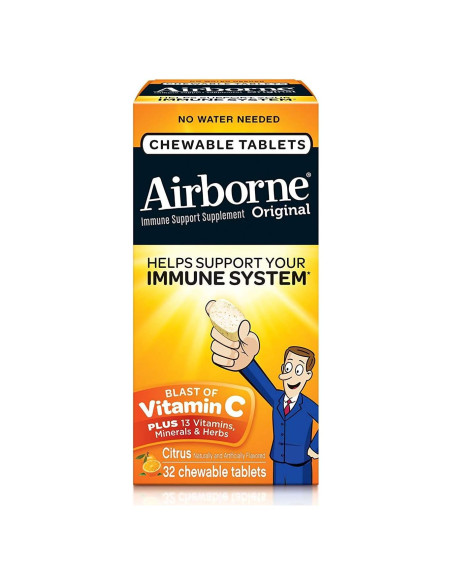 Tabletas Masticables Airborne de Cítricos 1000mg Vitamina C - 32 Unidades