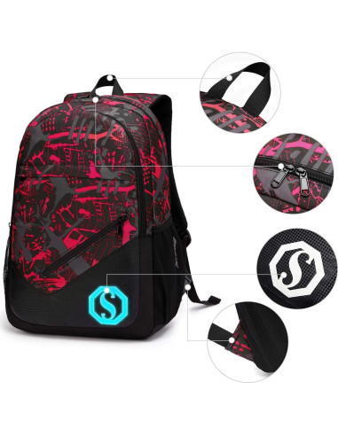 Mochila Escolar CAMTOP Niños 3 en 1 con Lonchera y Estuche