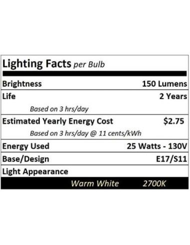 Bombilla de Lava Lumenivo E17 130V 25W 2700K - Paquete de 1