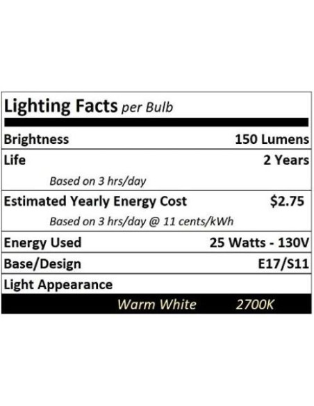 Bombilla de Lava Lumenivo E17 130V 25W 2700K - Paquete de 1
