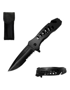 Cuchillo Plegable XIPHIAS 4-en-1 Acero Inoxidable Negro
