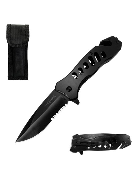Cuchillo Plegable XIPHIAS 4-en-1 Acero Inoxidable Negro