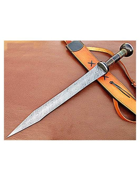 Espada de Acero Damasco Poshland 48.26 cm Hecha a Mano