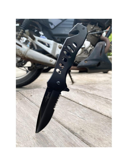 Cuchillo Plegable XIPHIAS 4-en-1 Acero Inoxidable Negro