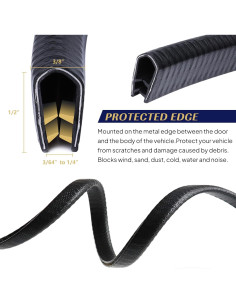 Sellado de Borde de Goma U-Channel GoldWheel 1.83m Negro 2