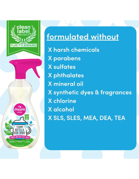 Dapple Baby Jabón Espumoso para Platos y Botellas Hipoalergénico 2x500ml