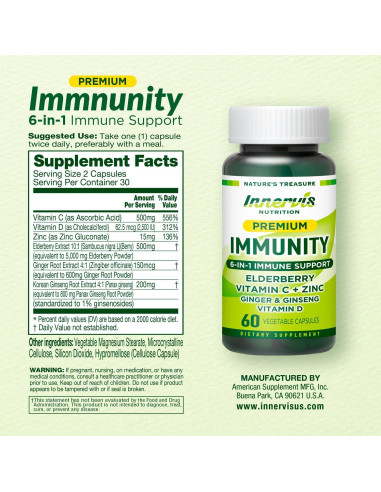 Suplemento Inmunológico 6-en-1 Innervis Nutrition 30 Cápsulas