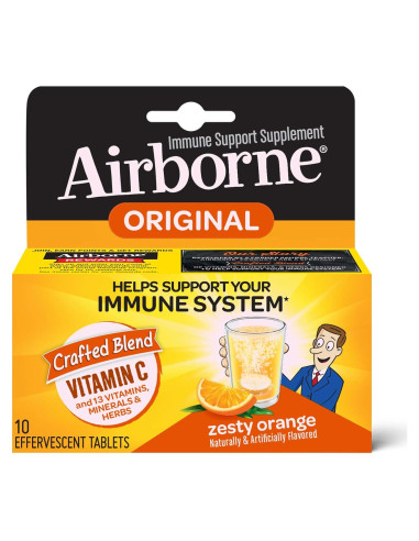 Tabletas efervescentes Airborne de naranja picante 10 unidades - 1000mg Vitamina C