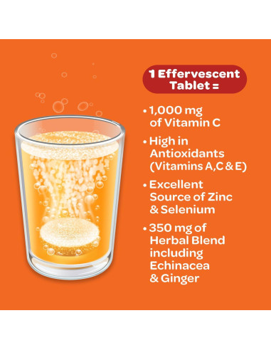 Tabletas efervescentes Airborne de naranja picante 10 unidades - 1000mg Vitamina C