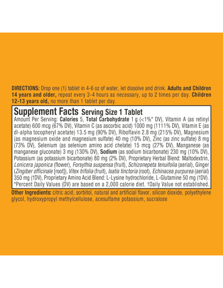 Tabletas efervescentes Airborne de naranja picante 10 unidades - 1000mg Vitamina C