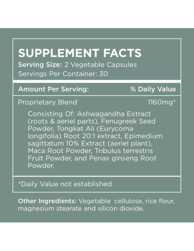 Suplemento T-Support Pure for Men | 60 Cápsulas Veganas con Maca y Vitamina D