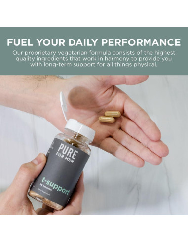 Suplemento T-Support Pure for Men | 60 Cápsulas Veganas con Maca y Vitamina D