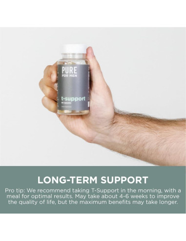 Suplemento T-Support Pure for Men | 60 Cápsulas Veganas con Maca y Vitamina D