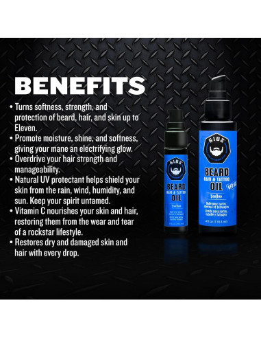 Aceite para Barba GIBS 28.35g - Hidrata y Suaviza Piel y Cabello