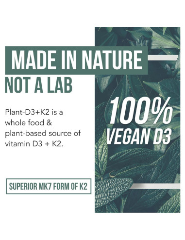 Vitamina D3 + K2 Orgánica Plant-D3 10000 UI + 120 mcg MK7