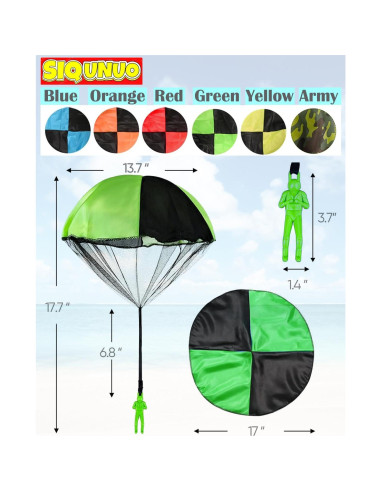 Juguetes de Paracaídas SIQUNUO - Paquete de 6 Colores para Niños
