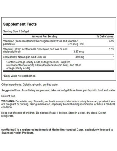 Aceite de Hígado de Bacalao Swanson 1250 IU A 250 Geles 2