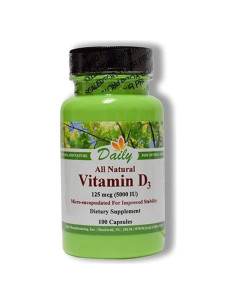 Vitamina D3 5000 IU Daily Manufacturing 100 Cápsulas Vegetarianas