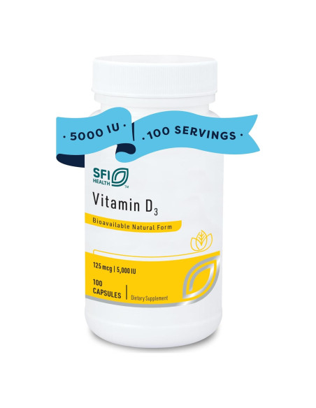 Vitamina D3 5000 UI Klaire Labs - 125 mcg - 100 cápsulas