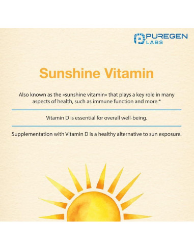 Vitamina D3 50,000 UI Puregen Labs 100 Cápsulas Vegetales