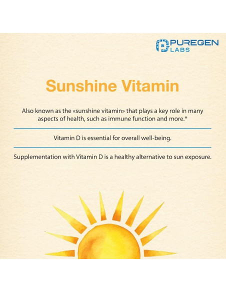 Vitamina D3 50,000 UI Puregen Labs 100 Cápsulas Vegetales
