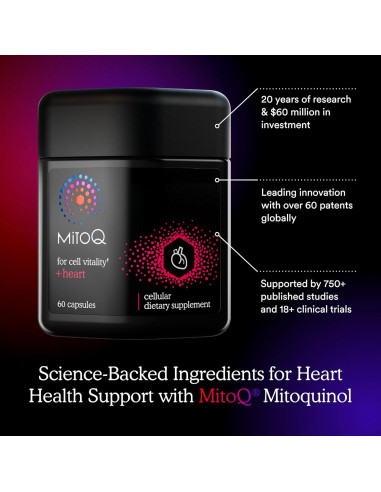 MitoQ +Corazón CoQ10 Antioxidante 60 Cápsulas - Salud Cardiovascular