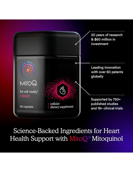 MitoQ +Corazón CoQ10 Antioxidante 60 Cápsulas - Salud Cardiovascular