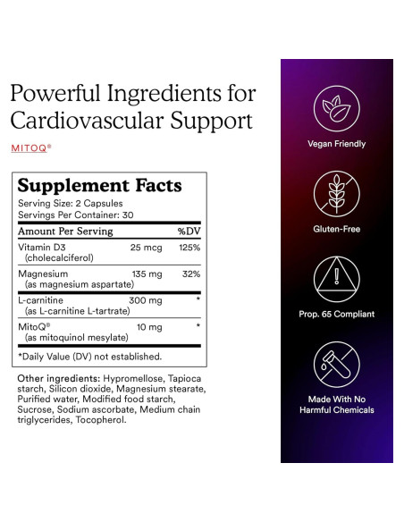 MitoQ +Corazón CoQ10 Antioxidante 60 Cápsulas - Salud Cardiovascular