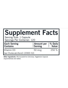 Cápsulas de Vitamina D3 2000 UI Kirkman - 120 Unidades 2