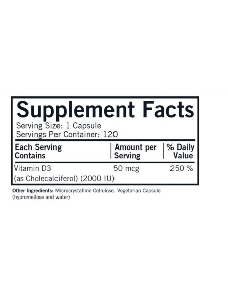 Cápsulas de Vitamina D3 2000 UI Kirkman - 120 Unidades