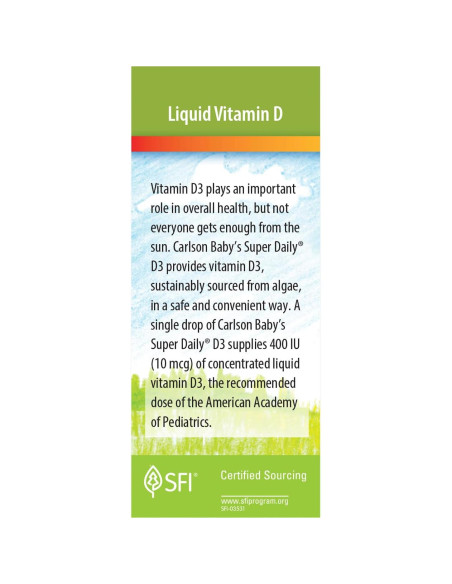 Gotas de Vitamina D3 Vegetal Carlson para Bebés 90 gotas