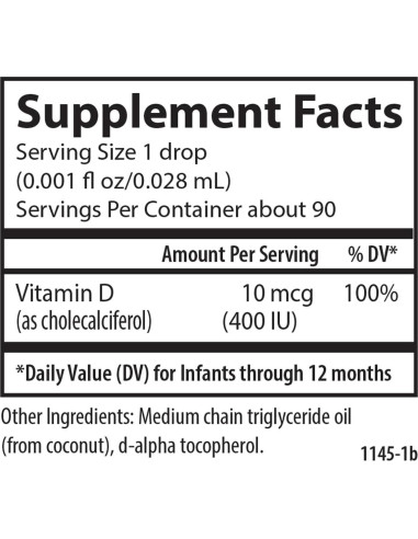 Gotas de Vitamina D3 Vegetal Carlson para Bebés 90 gotas