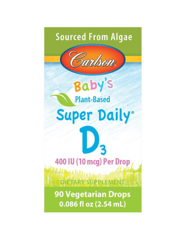 Gotas de Vitamina D3 Vegetal Carlson para Bebés 90 gotas