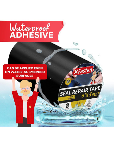 Cinta de Sello Impermeable XFasten 15.24 cm x 1.52 m Negra