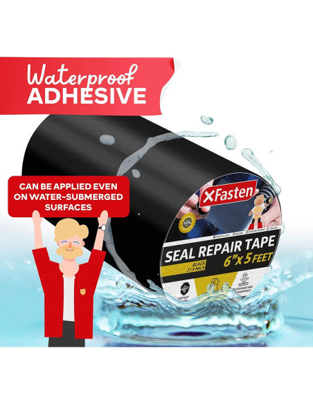 Cinta de Sello Impermeable XFasten 15.24 cm x 1.52 m Negra