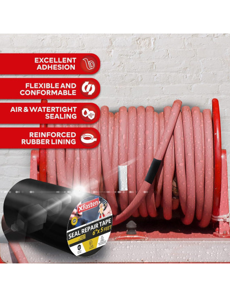 Cinta de Sello Impermeable XFasten 15.24 cm x 1.52 m Negra