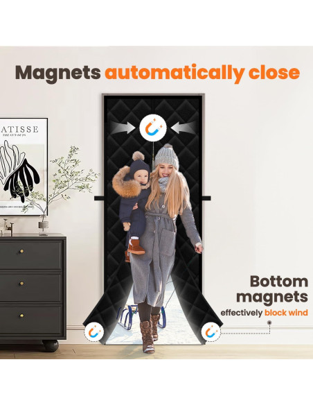 Cortina de Puerta Aislante Magnética Calanofin 81.3x203.2cm Negra