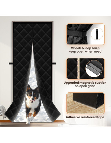 Cortina de Puerta Aislante Magnética Calanofin 81.3x203.2cm Negra